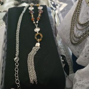 Ruby Rd. Silver and Brown Tone Tassel Necklace